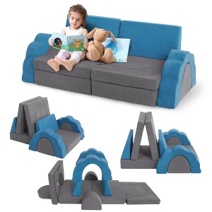 11Pcs Modular Kids Couch for Toddler Creative Play, Kids Convertible Sofa Foam Couch Playset for Playroom - 1 of 4