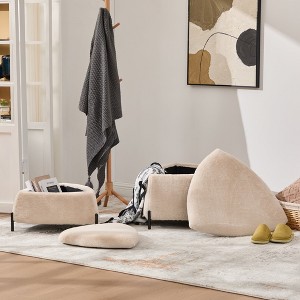 Hrinhom 2-Piece Faux Fur Storage Ottoman,Seating Stools with Metal Legs - 1 of 4