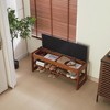 ORRD 40" Wooden Shoe Bench with Cushion & Storage, 2-Tier Entryway Rack - 4 of 4