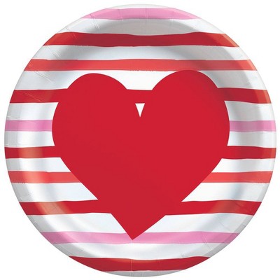 30ct 8.5" Disposable Dinner Plates Heart - Spritz™