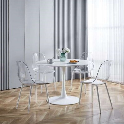 Dining Chairs Set Of 4, Modern Clear Dining Chairs With Metal Legs, Plastic Kitchen Chairs For Dining Room Living Room Kitchen, Easy Assembly