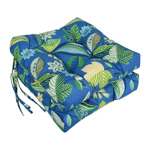 Blazing Needles, 16-inch Spun Polyester Patterned Outdoor Square Tufted Chair Cushions (Set of 2) - 1 of 2