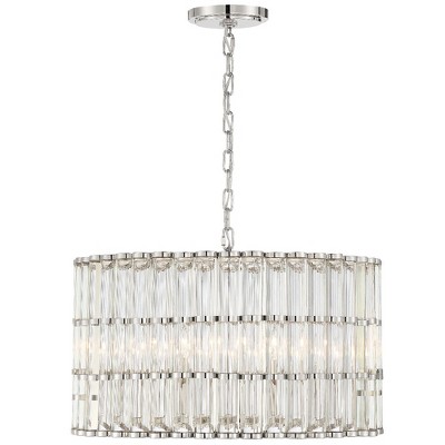 Elliot Polished Nickel 6-Light Chandelier with Clear Glass Beads