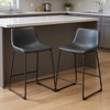 HomeRoots Set of Two 24" Black Faux Leather and Steel Counter Height Bar Chairs - 2 of 4