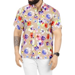 HAPPY BAY Men's Hawaiian Shirts Short Sleeve Button Down Shirt Mens Party Shirts Casual Holiday Summer Tropical Island Shirts Funny - 1 of 4