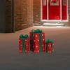 Northlight Set of 3 Lighted Tall Red Gift Boxes with Green Bows Christmas Outdoor Decorations 18" - 2 of 3