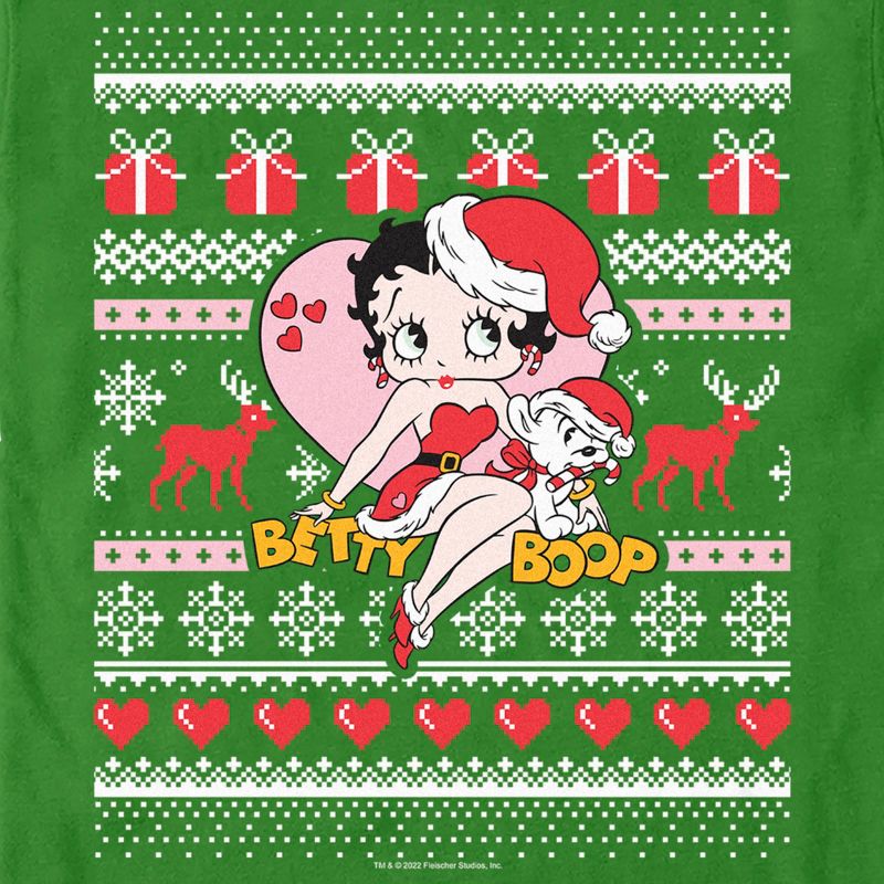 Men's Betty Boop Christmas Ugly Sweater Print T-Shirt, 2 of 6
