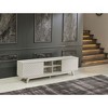 67" Engineered Wood Mid Century Modern TV Stand with 2 Door Cabinet and 4 Cubby Hole Shelves for Living Room - 3 of 4