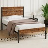 VECELO Platform Bed Frame With Rustic Vintage Wood Headboard and Footboard, Sturdy Metal Slats, No Box Spring Required - 4 of 4