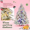 6FT Pre-Lit Snow Flocked Christmas Tree, Hinged Artificial Spruce with 300 LED Lights, 8 Modes & 790 Branch Tips for Holiday Décor - 4 of 4