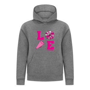 Everyday Kids Cheerleading LOVE Girls Pullover Hoodie – Pink Pom Pom & Megaphone Graphic Sweatshirt - 1 of 4