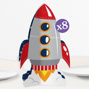 Big Dot of Happiness 3D Blast Off to Outer Space Centerpiece Table Decorations, Freestanding Rocket Baby Shower or Birthday Centerpieces - 8 Count - 1 of 4