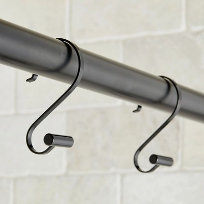LunaLulinlk S-Shape Rustproof Stainless Steel Shower Hooks with T-Bar Ends, Black, 12