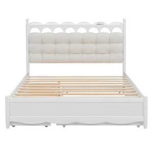 Bellemave Queen Bed Frame with Headboard & USB Ports Frame with 2 Drawers,  No Box Spring Needed, No Noise，Wood,White - 1 of 3