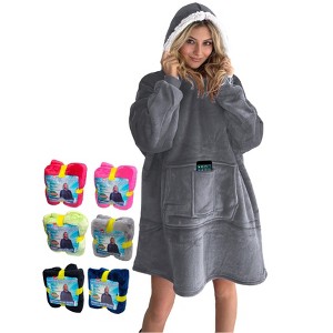 5 Star Super Deals Oversized Hooded Fleece Sweatshirt Wearable Blanket Cozy Soft & Comfortable Hoodie Fleece Sweatshirt - Reversible - 1 of 4