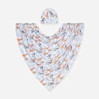 Juniors Zoo Babies Swaddle And Beanie Set - Posh Peanut