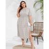 LXT-Women's Plus Size Dress Smocked Waist Side Split Boho Floral Dresses - 4 of 4