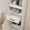 GlasFlength Floor Standing Cabinet With Single Door and Carved Door Design, White, 15.74"*11.8"*64.96" - 4 of 4