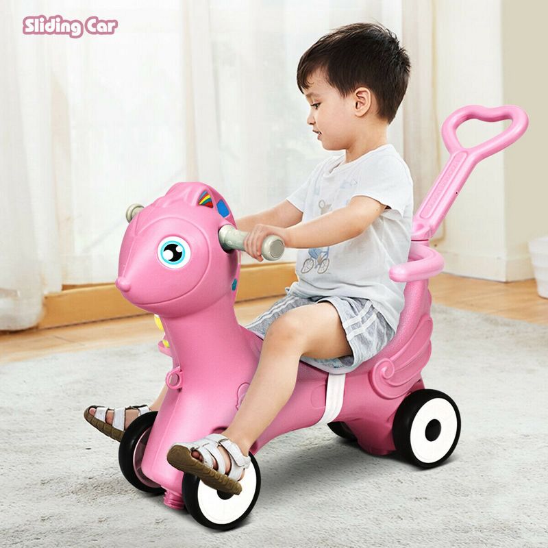 Costway Baby Rocking Horse 4 in 1 Kids Ride On Toy Push Car w/ Music, 2 of 11