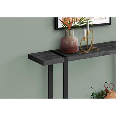 Black Rectangular Wood and Metal Console Table with Storage