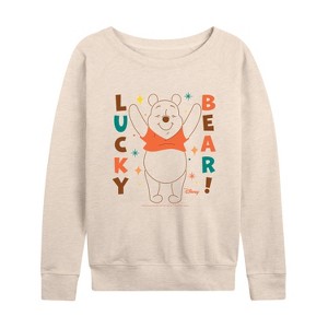 Women's - Winnie the Pooh - Lucky Bear Lightweight French Terry Wide Neck Long Sleeve Shirt - 1 of 4