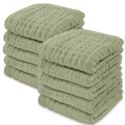 Baby Washcloths Muslin Cotton, Large 10”x10” by Comfy Cubs