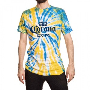 Mens Corona Extra Logo Yellow & Blue Tie Dye T-Shirt - 1 of 2