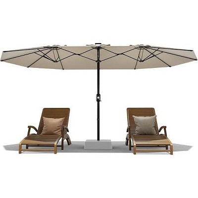 13ft Offset Outdoor Double sided Umbrella, UV Protection Waterproof for Garden, Deck, Backyard, Pool (Beige)