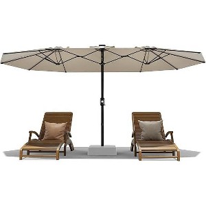 13ft Offset Outdoor Double sided Umbrella, UV Protection Waterproof for Garden, Deck, Backyard, Pool (Beige) - 1 of 4