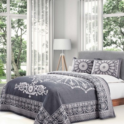 Lightweight Cotton Blend Oversized Jacquard Traditional Medallion Bedspread Set by Blue Nile Mills