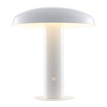11" Suillius Contemporary Bohemian Rechargeable/Cordless Iron LED Mushroom Table Lamp - JONATHAN Y