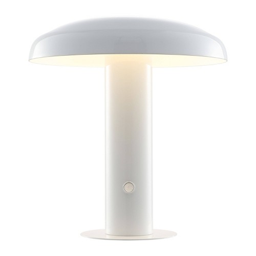 11" Suillius Contemporary Bohemian Rechargeable/Cordless Iron LED Mushroom Table Lamp White - JONATHAN Y