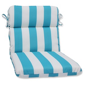 Pillow Perfect Cabana Stripe Outdoor Rounded Edge Chair Cushion - Blue, Blue White