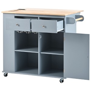 NicBex 2 Drawer Rolling Kitchen Island Cart with 1 Cabinet and 2 Open Shelves,Kitchen Island on Wheels with Rack,Island Table for Kitchen - 1 of 4