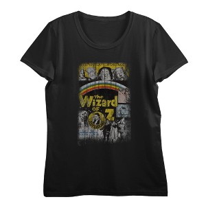 Wizard Of Oz Distressed Movie Poster 
 Women's Crew Neck Short Sleeve Crop Tee - 1 of 2