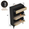 Shoe Cabinet, Rattan Shoe Storage With 2 Flip Drawer and 1 Pull-Out Drawer, Heavy Duty Metal Leg, Adjustment Shelf - 2 of 4