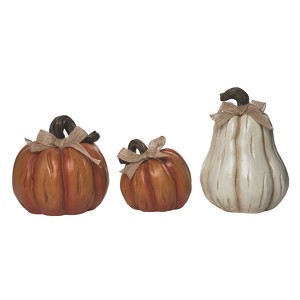 Transpac Resin 9 in. Multicolor Harvest Decorative Pumpkins Set of 3 - 1 of 2