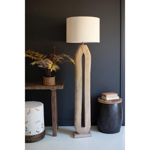 Tall Oval Wooden Floor Lamp 63 Inch – Base with Fabric Shade – Modern Accent By Kalalou - 1 of 4