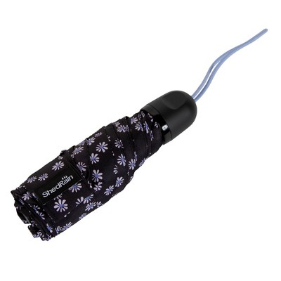 ShedRain Mini Manual Compact Umbrella - Navy Blue: Telescoping Shaft, Floral Pattern, 38" Span - image 4