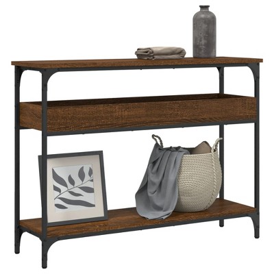 vidaXL Console Table with Shelf Brown Oak 39.4 in.x11.4 in.x29.5 in. Engineered Wood