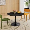 Round Dining Table with Printed Wood Grain Table Top,Metal Base Pedestal Kitchen Table for 4-6 Person for Kitchen Small Space-Maison Boucle - 2 of 4
