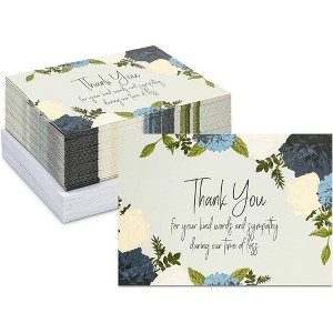 Pipilo Press 60-Pack Floral Design Thank You Cards with Envelopes for Funerals (5 x 7 Inches) - 1 of 4