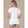 INSPIRE CHIC Women's Eyelet Short Sleeve Round Neck Hollow Out Summer Dressy Casual Blouses - 3 of 4