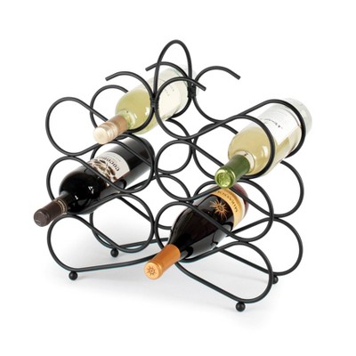 Black Metal Scroll Design 12-Bottle Wine Rack