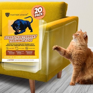 Panther Armor Cat Scratch Deterrent Tape, Sticky Paws Sofa & Couch Protection, Anti Scratch Cat Tape, Clear, 20 pc - 1 of 4