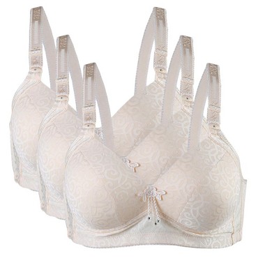 Allegra K Women's Comfortable Soft Stretchy Full Coverage Non-Wired Bra 3 Pcs