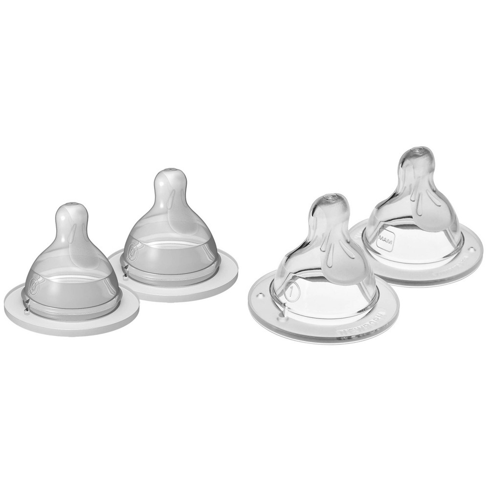 Photos - Bottle Teat / Pacifier MAM Silicone Baby Bottle Nipple - Slow Flow - 4pk 