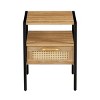 KTMBDW Rattan Nightstand,Modern Night Stand Boho Wood Bedside Table with Storage Drawer Side End Table for Bedroom,Living Room - 2 of 4
