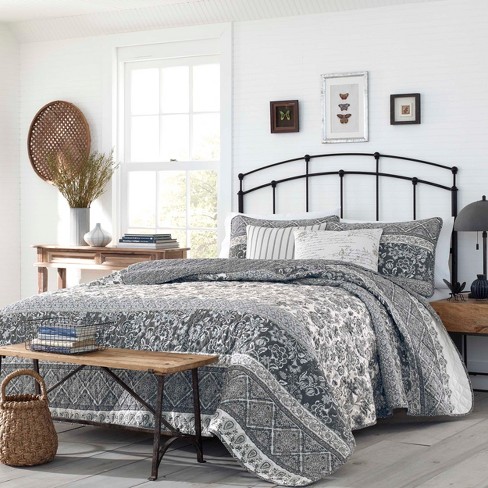 Sofia Grey Reversible Quilt Set