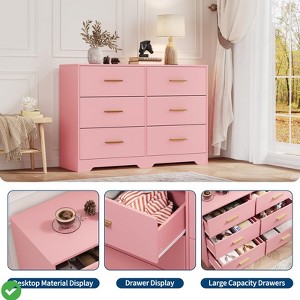 Dresser for Bedroom Modern 6 Drawer Dresser for Bedroom Wide Wood Chests - 1 of 4